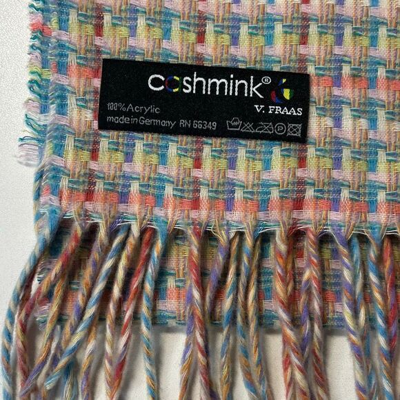 V. Fraas Cashmink Acrylic Woven Fringe Scarf Made in Getmany - Picture 2 of 6